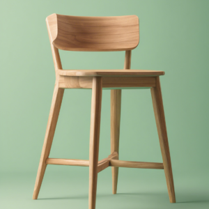 Mid-Century Oak Stool - Interior Asset