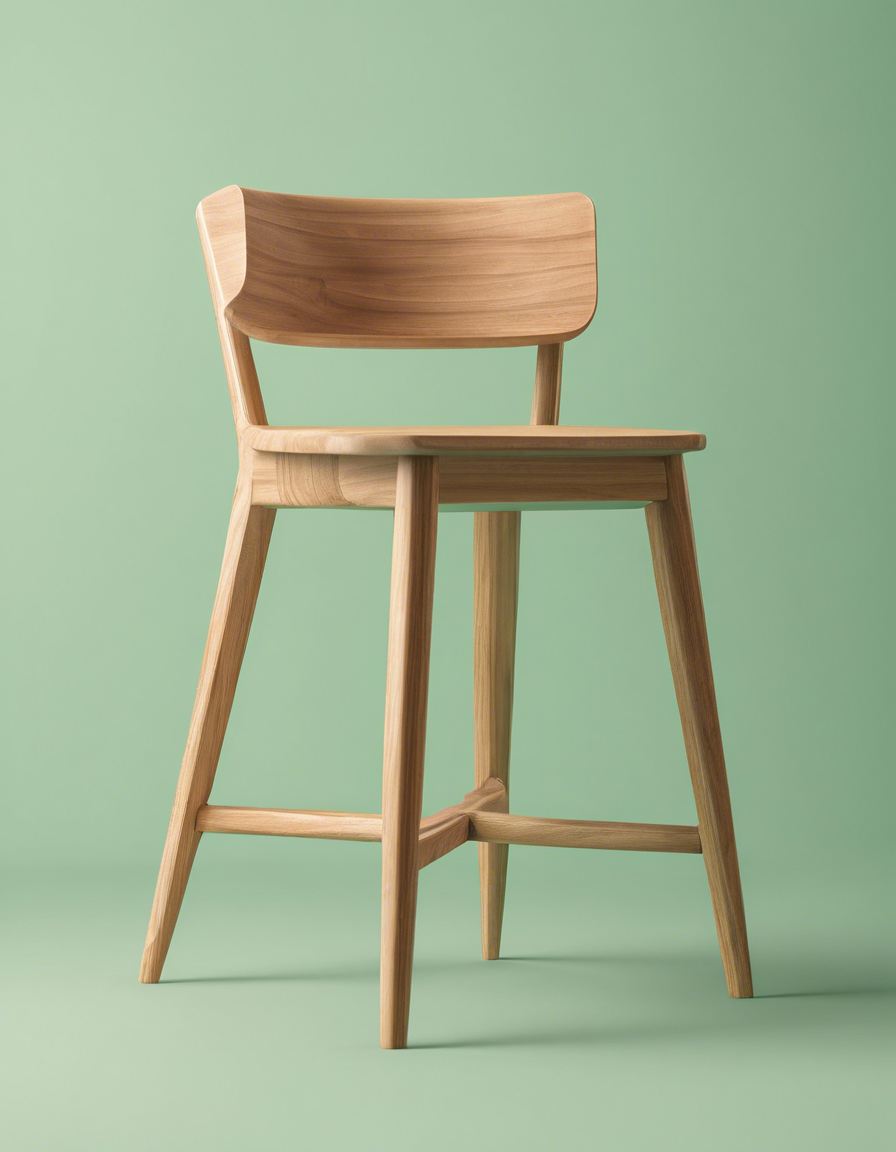 Mid-Century Oak Stool - Interior Asset